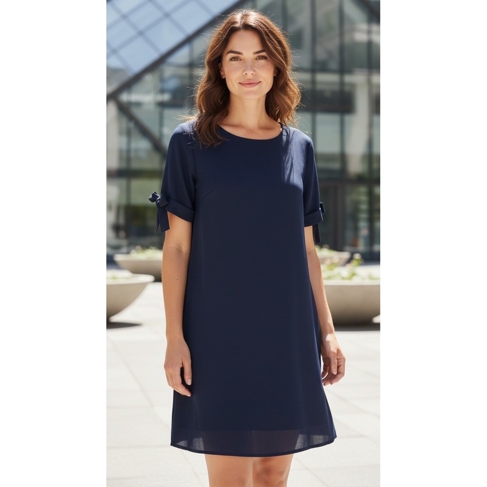 Andree By Unit dress Navy keyhole opening back short sleeve Women's size Small S